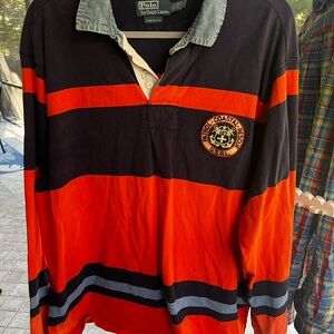 Long sleeved multi colored polo.